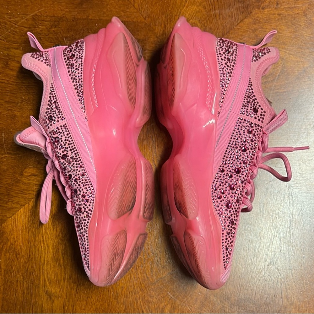 Steve Madden Maxima Pink Rhinestone Sneakers Size 8